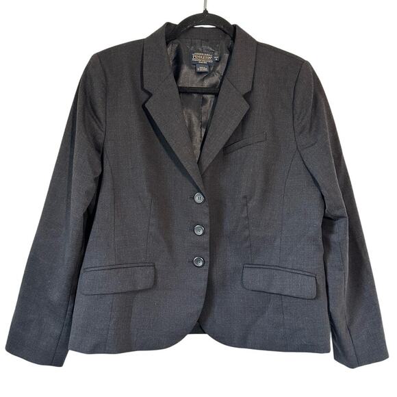Pendleton Virgin Wool Blazer Size 16P Black 3 Button Flap Pocket Preppy Career - Picture 1 of 9